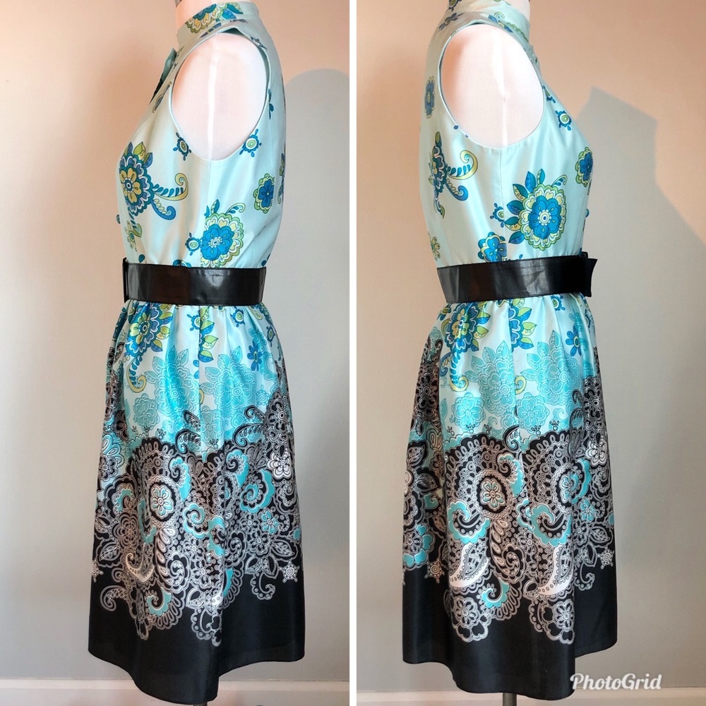Adrianna Papell Blue Silk Blend Sleeveless Dress, size 8 - Picture 2 of 8